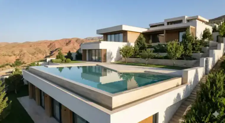 Частный бассейн как часть архитектуры дома