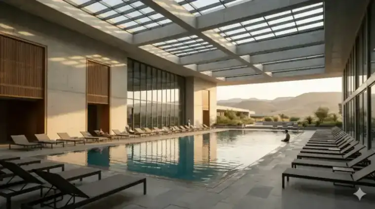 Современная отделка общественного бассейна