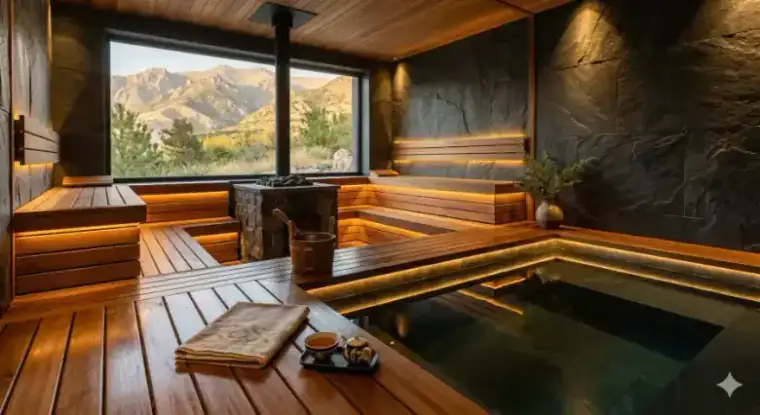 Купель и сауна в премиальном wellness-пространстве