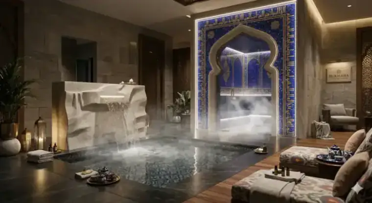 Хамам с современной отделкой и мягкой подсветкой