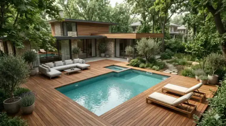 Эстетичный скиммерный бассейн для виллы и резиденции